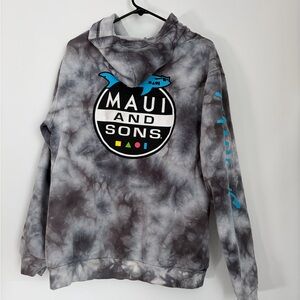 Maui and Sons Tie Dye Graphic Hoodie Size Large Y2K